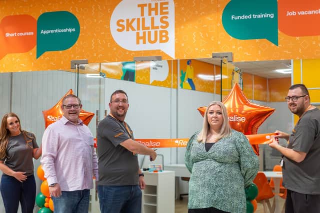 Members of the Realise team at the new skills hub are (left to right) Sarah Madden (Lead PA), Chris Seel (Head of Adult Education), Gregg Scott (Managing Director), Lesley Rimmington (Quality and Compliance Director), Tom King (Facilities co-ordinator)