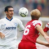 Eric Cantona in action for Leeds United in 1992. Picture: Ben Radford/Getty Images.