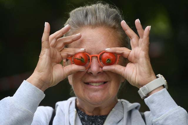 Pauline Shackleton with her show tomatoes