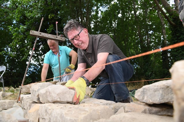 Crawford Smith taking part in the dry stone walling demonstartion