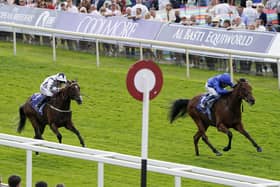 EDGED OUT: Marshman (left) is run into second by William Buick and Noble Style in last week’s Gimcrack Stakes. Picture: Alan Crowhurst/Getty Images