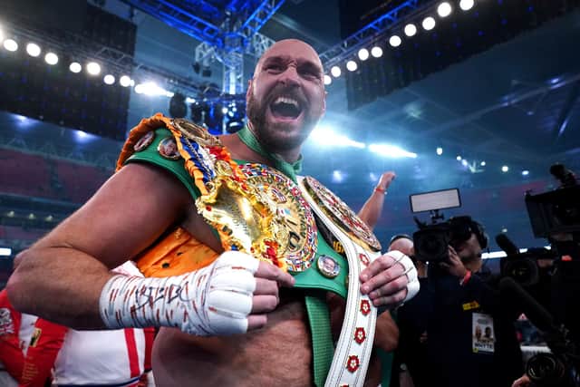 Tyson Fury following victory over Dillian Whyte at Wembley in April this year. Picture: Nick Potts/PA