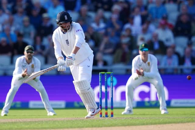 England's Jonny Bairstow bats  during day one of the second LV= Insurance Test match at Emirates Old Trafford. Picture: PA.