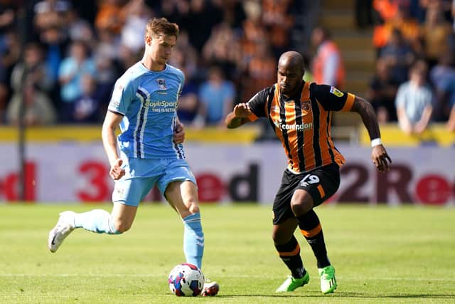 Hull City's Oscar Estupinan in action against a Coventry side he scored a hat0trick against (Picture: PA)