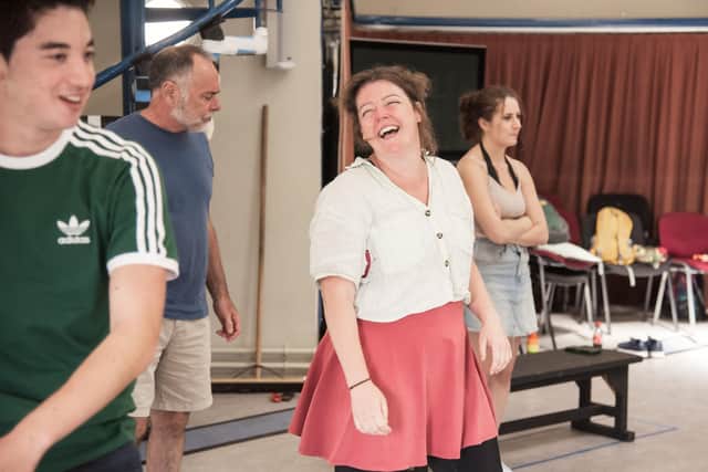 Laura Goulden (Margaret) in rehearsals for Much Ado About Nothing.