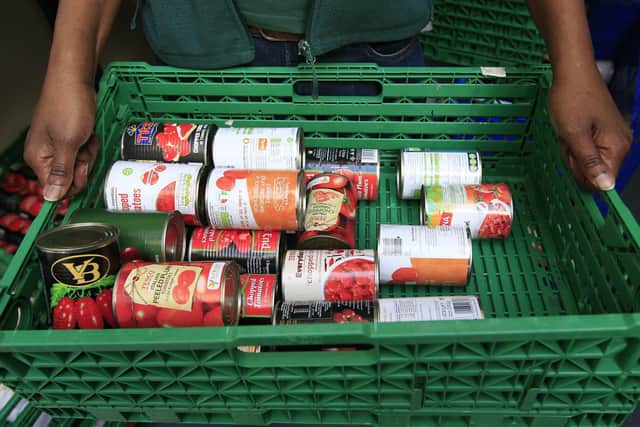File photo of stocks of food at a food bank. Photo: PA
