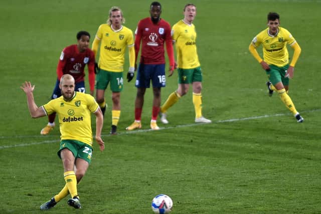 Treble-up: Norwich City's Teemu Pukki scores his side's sixth against Huddersfield, to complete his hat-trick. Picture: Joe Giddens/PA Wire.