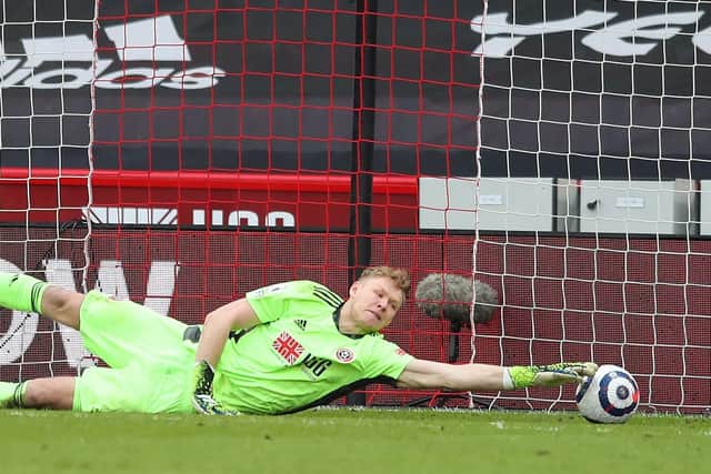 FULL STRETCH: Aaron Ramsdale makes a save. Picture: Simon Bellis/Sportimage