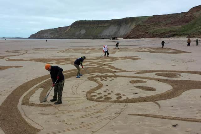 The 50-metre sand drawing being created by Sand In Your Eye for Surfers Against Sewage's new Million Mile Beach Clean campaign