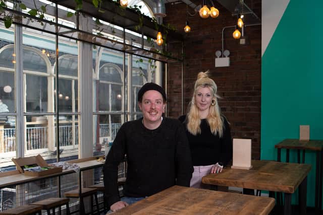 Sean and Elly Pattison-Walker, in their new craft beer bar, Dukes, Market Arcade, Halifax