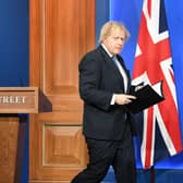 Boris Johnson leaves this week's Downing Street press conference.