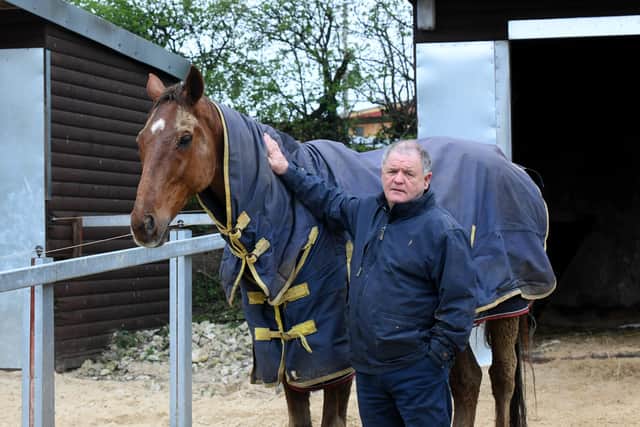 Trainer Brian Ellison with Randox Grand National contender Definitly Red.
