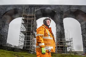Jimmy Lunny whose father worked restoring the Ribblehead Viaduct in the 1970s whilst working for the railways. Jimmy is part of the team who have been working on the listed building in the Dales during restoration works for the last few months.