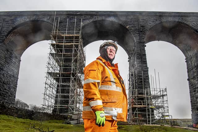 Jimmy Lunny whose father worked restoring the Ribblehead Viaduct in the 1970s whilst working for the railways. Jimmy is part of the team who have been working on the listed building in the Dales during restoration works for the last few months.