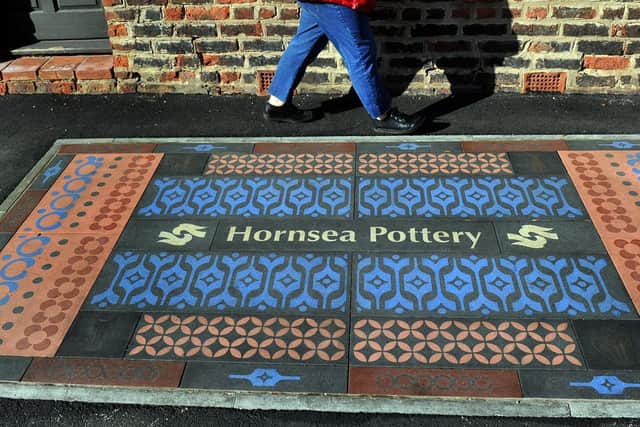 Artist Adele Howitt's Hornsea Pottery pavement art. Picture: Gary Longbottom.