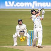 UP AND OUT: Yorkshire's Joe Root hits out against Glamorgan and is caught for 16. Picture by Allan McKenzie/SWpix.com