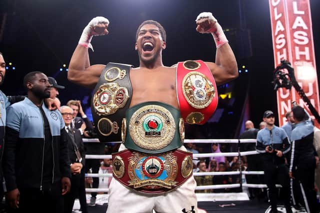 HELPFUL WORDS: Anthony Joshua, pictured, after reclaiming the IBF, WBA, WBO & IBO World Heavyweight Championship belts from Andy Ruiz, had some good advice for Josh Warrington on how to bounce back from defeat. Picture: Nick Potts/PA Wire.