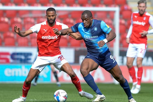 Crushing blow: Rotherham United's 3-0 defeat at hands of fellow strugglers Wycombe Wanderers
 was a body blow to the survival hopes of Rotherham's Michael Ihiekwe (left) and his team who face Huddersfield Town today.  Picture: Dean Atkins