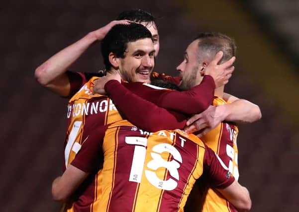 Bradford City's Anthony O'Connor scored the winning goal against Grimsby. (Photo by George Wood/Getty Images)