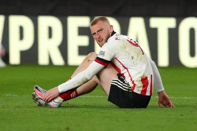 Sheffield United striker Oli McBurnie picked up a foot injury.
