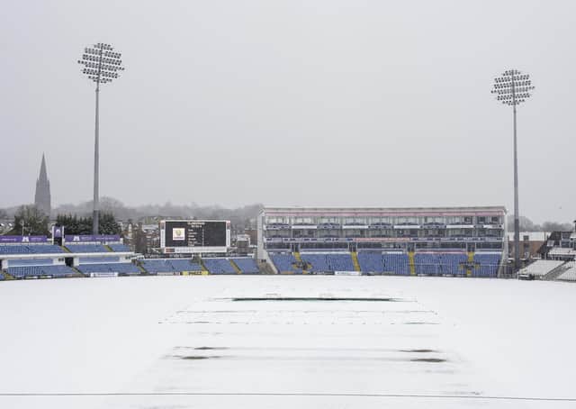 Snow play: Headingley stadium covered in snow on Saturday. Picture: Allan McKenzie/SWpix