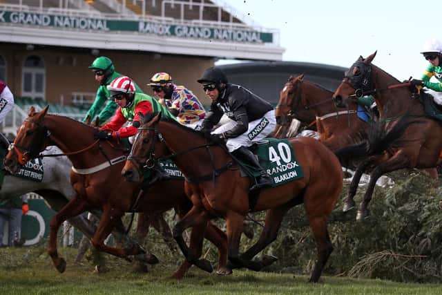 Defintly Red and Ryan Mania (green, red and white colours) in action in the Randox Grand National.