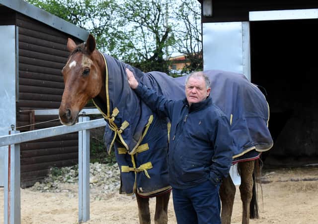 Trainer Brian Ellison with his now retired stable star Definitly Red.