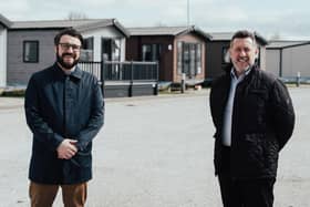 Willerby Commercial Director Matt Lightburn, left, and Southport Showground Manager Shane Smith at the company's new site on the North West coast.