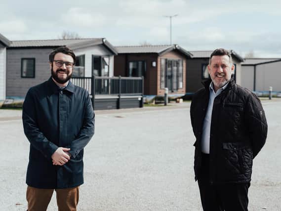 Willerby Commercial Director Matt Lightburn, left, and Southport Showground Manager Shane Smith at the company's new site on the North West coast.