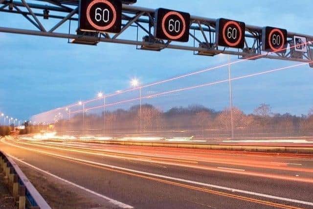 A stretch of 'smart' motorway near Sheffield.