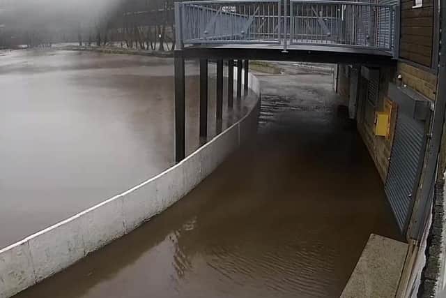 Flooding: At Sowerby Bridge Cricket Club.