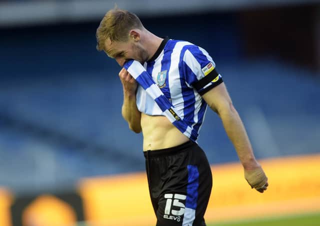 Despair at the final whistle for Sheffield Wednesday's  Tom Lees    Picture: Steve Ellis