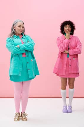 SEVEN LOOKS OF SUMMER - COLOUR CO-ORDS: 
Organic cotton corduroy skirts, £30, and jackets, £50, in Bubblegum Pink and Spearmint Turquoise, from Lucyandyak.com.