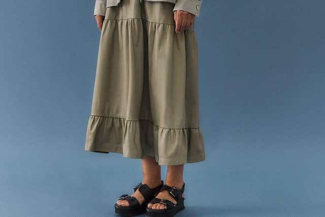 SEVEN LOOKS OF SUMMER
 - TIERED MAXIS: Tiered leather maxi dress, £449, annd cargo jacket, £99, at Whistles.