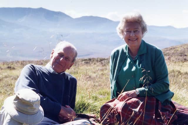 This touching photo of the Queen and Prince Philip on the Balmoral Estate was released on the eve of the Duke of Edinburgh's funeral. Photo: Countess of Wessex.