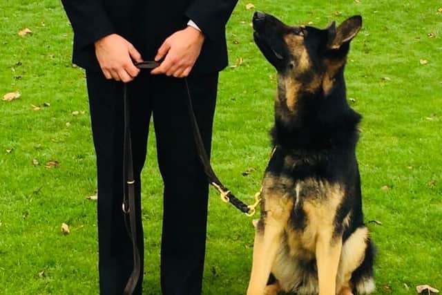 Police dog Neo with PC Steve Matthews.