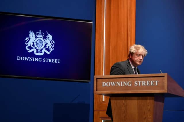 Prime Minister Boris Johnson during a media briefing in Downing Street, London, on coronavirus (Covid-19). Photo: PA