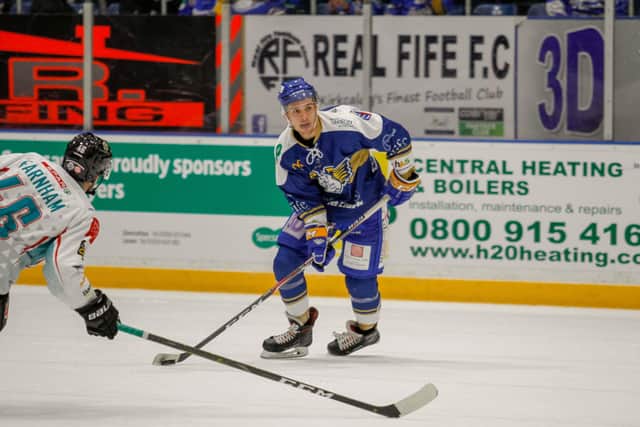 ON THE UP: Sam Jones came to the attention of Steelers' head coach Aaron Fox while playing for Fife Flyers in the 2019-20 EIHL season. Picture courtesy of Jillian McFarlane/Flyers Images.