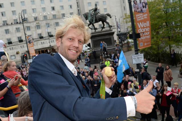 Great Britain's Andy Triggs Hodge during the homecoming event in Leeds City Centre after his third Olympic gold in Rio (Picture: Anna Gowthorpe/PA Wire)