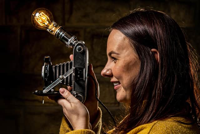 Frankie says there isn't anything she can think of that she can't turn into a lamp. Pictured here with a camera she has utilized into a lamp  Picture Tony Johnson