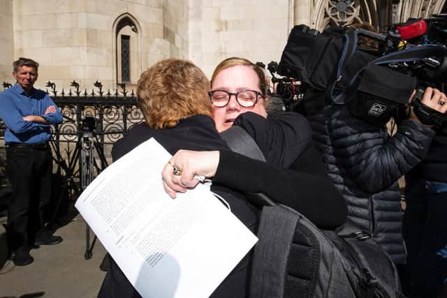 Subpostmasters celebrate their names being cleared at the Court of Appeal on Friday