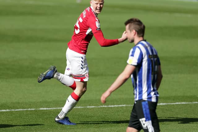 DECISIVE: Middlesbrough's Josh Coburn celebrates scoring their side's second goal of the game during the Sky Bet Championship match at the Riverside Stadium. Picture: PA Wire.