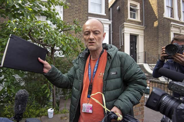 File photo dated 24/05/20 of Prime Minister Boris Johnson's senior aide Dominic Cummings leaves his north London home. Photo: PA