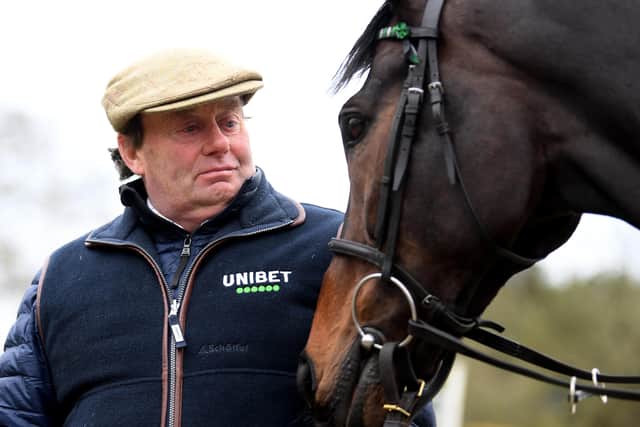 Trainer Nicky Henderson pictured with Altior in February last year. Picture: Alex Davidson/Getty Images