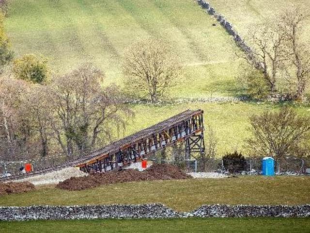 A train track at a quarry near Stoney Middleton in Derbyshire, that has been reported as a location for the latest Mission: Impossible film.Tom Cruise has been filling action scenes on top of a moving mock steam locomotive in the North York Moors in recent days.