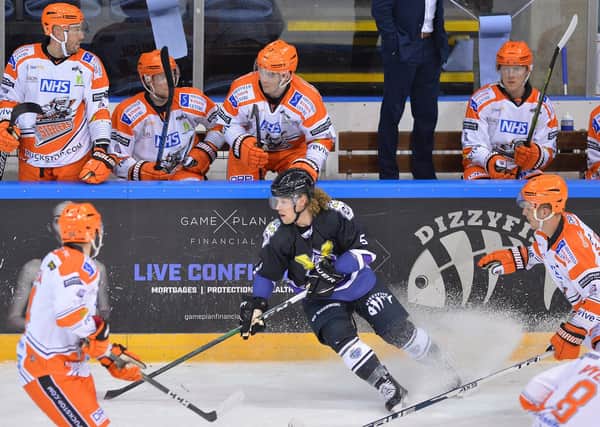 Action from Sheffield Steelers v Manchester Storm on Sunday. Picture: Dean Woolley.