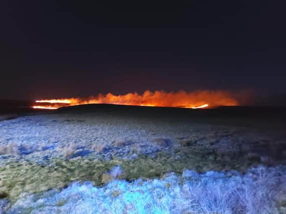 Image tweeted out by West Yorkshire Fire and Rescue Service of the blaze at Marsden Moor