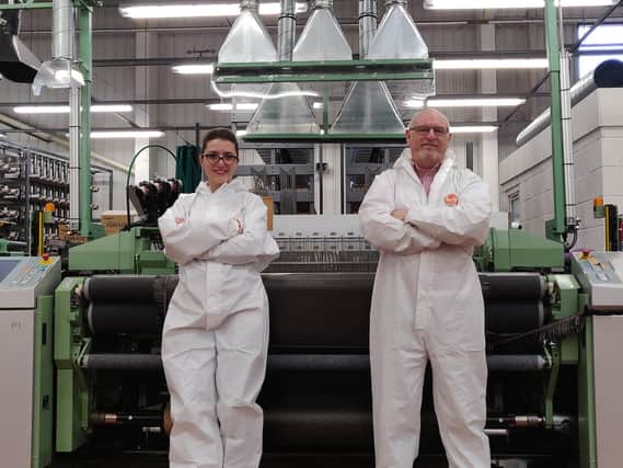 WEAVING SHAPES: Daniela Petre, composite engineer, with Martin Wood, weaving director at Antich, which is based in Huddersfield.