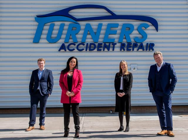 Thomas Turner with Emma Digby, partner at Ward Hadaway, Susan Turner and Stuart Turner of Turners Accident Repair.