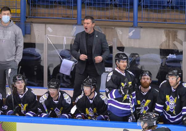 RING IT ON: Manchester Storm head coach Ryan Finnerty hopes to negotiate a way past Sheffield Steelers over the next three days to reach the Elite Series Final. Picture: Dean Woolley.
